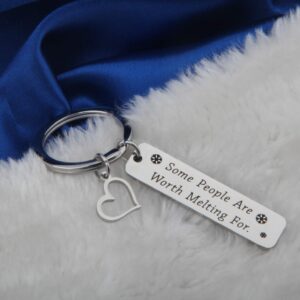 FEELMEM Best Friend Gift Some People Are Worth Melting For Keychain Friendship Jewelry BFF Birthday Gift Christmas Gift (silver)