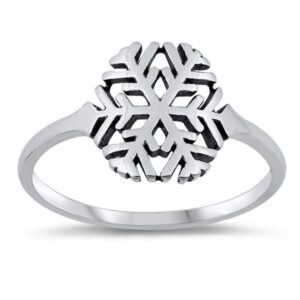 CloseoutWarehouse 925 Sterling Silver Snowflake Design Ring Size 9