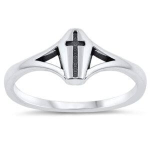 CloseoutWarehouse 925 Sterling Silver Christian Cross Ring Size 5