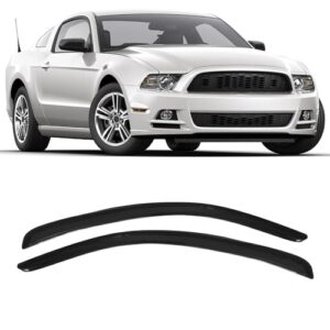 Window Visor Compatible with 2010-2014 Ford Mustang Coupe(Not Fits Convertible), Acrylic Smoke Tinted 2PCS Sun Rain Shade Guard Wind Vent Air Deflector by IKON MOTORSPORTS, 2011 2012 2013