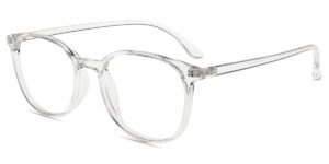 firmoo classic square blue light blocking computer/tv reading glasses,glare free readers,lightweight plastic frame unisex women/men(clear frame)