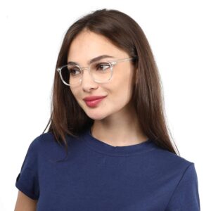 Firmoo Classic Square Blue light Blocking Computer/TV Reading Glasses,Glare Free Readers,Lightweight Plastic Frame Unisex Women/Men(Clear Frame)