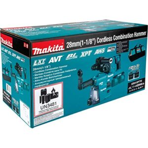 Makita XRH10PTW 18V x2 LXT (36V) Brushless Cordless 1-1/8" AVT Rotary Hammer Kit, Accepts Sds-Plus Bits w/Extractor, Aft, AWS Capable (5.0Ah)