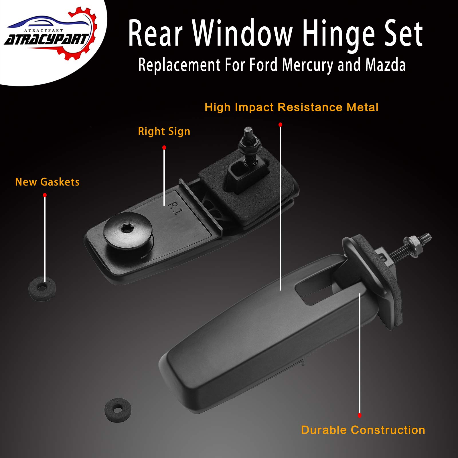 Rear Window Hinge Set Liftgate Glass Hinge Right & Left | Replacement for 2008-2012 Ford Escape 2008-2011 Mercury Mariner Mazda Tribute | Replaces# 8L8Z78420A68C, 8L8Z78420A68D