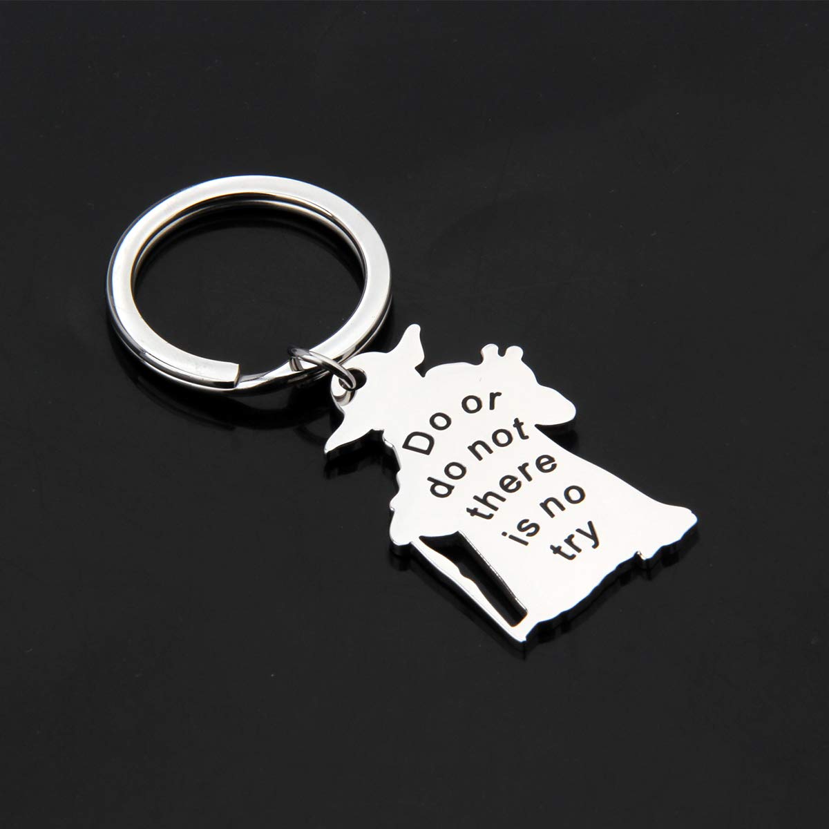 KUIYAI Do or Do Not There is No Try Keychain Star Master Jedi Gifts (Keychain Silver)