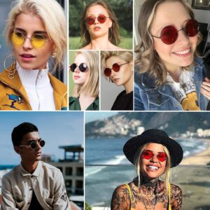 SORVNIO Round Retro Sunglasses Men Women Vintage Small Circle Red Black Hippie Style Sun Glasses