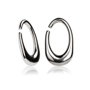 KUBOOZ Silver Stainless Steel Oval Ear Weights Tapers Stretched Hangers Heavy 6mm 2g