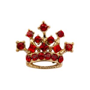 Knighthood Golden Crown with Red Stone Detailing Lapel Pin Brooch Shirt Stud for Men Crystal Brooch Suit Stud Lapel Pin Vintage Rhinestone Wedding Brooch Pin