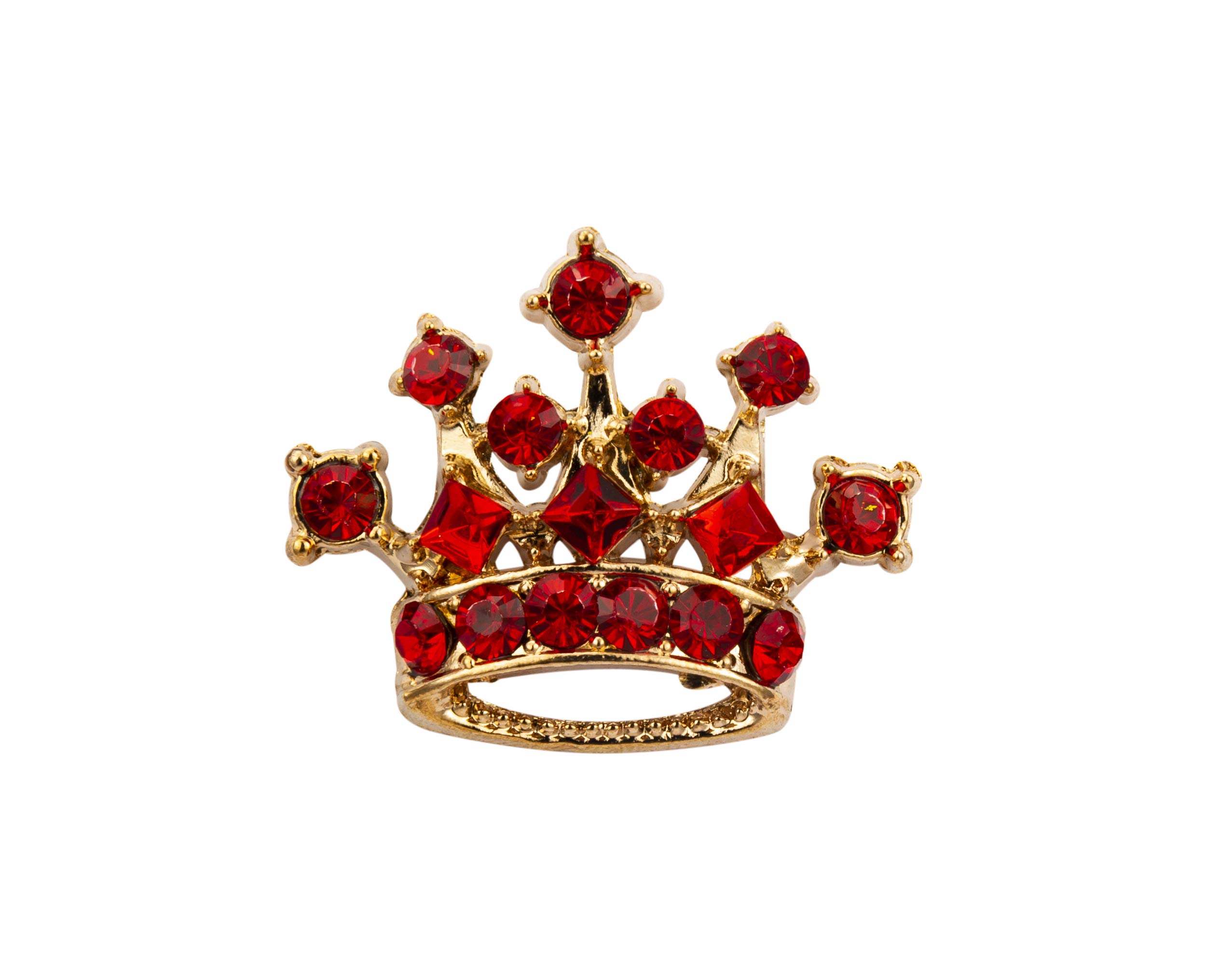 Knighthood Golden Crown with Red Stone Detailing Lapel Pin Brooch Shirt Stud for Men Crystal Brooch Suit Stud Lapel Pin Vintage Rhinestone Wedding Brooch Pin