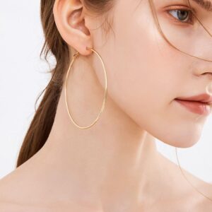 Cocadant Big Gold Hoop Earrings for Women,3 Colors Large Thin 60mm Silver Hoop Earrings Set Stainless Steel 14K Gold Plated with Hypoallergenic Sterling Silver Post