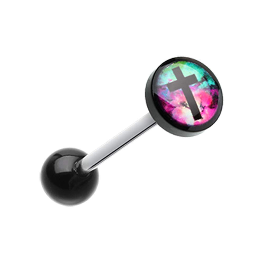 Galaxy Cross Logo Acrylic WildKlass Barbell Tongue Ring