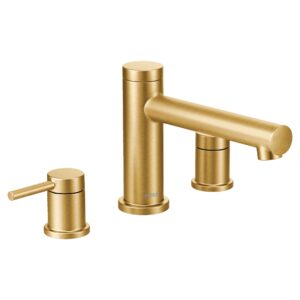 moen t393bg align 2-handle deck mount modern roman tub faucet trim kit, valve required, brushed gold