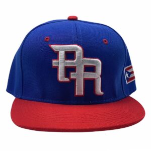 pr 3d embroidered snapback cap black white with puerto rico flag