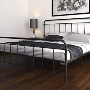 DHP Winston Metal Platform Bed with Rustic Design and Curved Edge Headboard and Footboard, Adjustable Base Height for Underbed Storage, No Box Spring Needed, King, Black