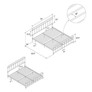 DHP Winston Metal Platform Bed with Rustic Design and Curved Edge Headboard and Footboard, Adjustable Base Height for Underbed Storage, No Box Spring Needed, King, Black