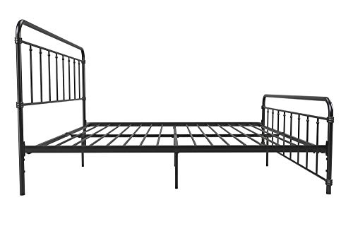 DHP Winston Metal Platform Bed with Rustic Design and Curved Edge Headboard and Footboard, Adjustable Base Height for Underbed Storage, No Box Spring Needed, King, Black