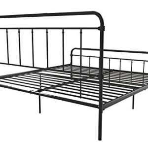 DHP Winston Metal Platform Bed with Rustic Design and Curved Edge Headboard and Footboard, Adjustable Base Height for Underbed Storage, No Box Spring Needed, King, Black