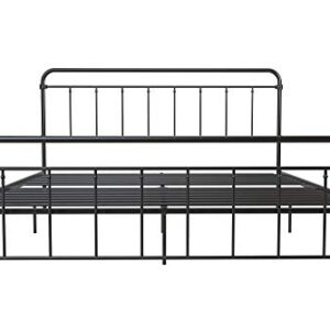 DHP Winston Metal Platform Bed with Rustic Design and Curved Edge Headboard and Footboard, Adjustable Base Height for Underbed Storage, No Box Spring Needed, King, Black