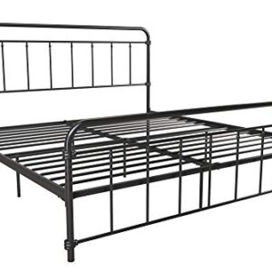 DHP Winston Metal Platform Bed with Rustic Design and Curved Edge Headboard and Footboard, Adjustable Base Height for Underbed Storage, No Box Spring Needed, King, Black