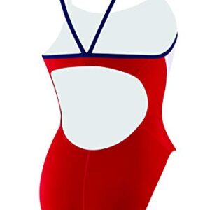 Speedo womens Guard One Piece Swimsuit, Energy Back Us Red, 32 US