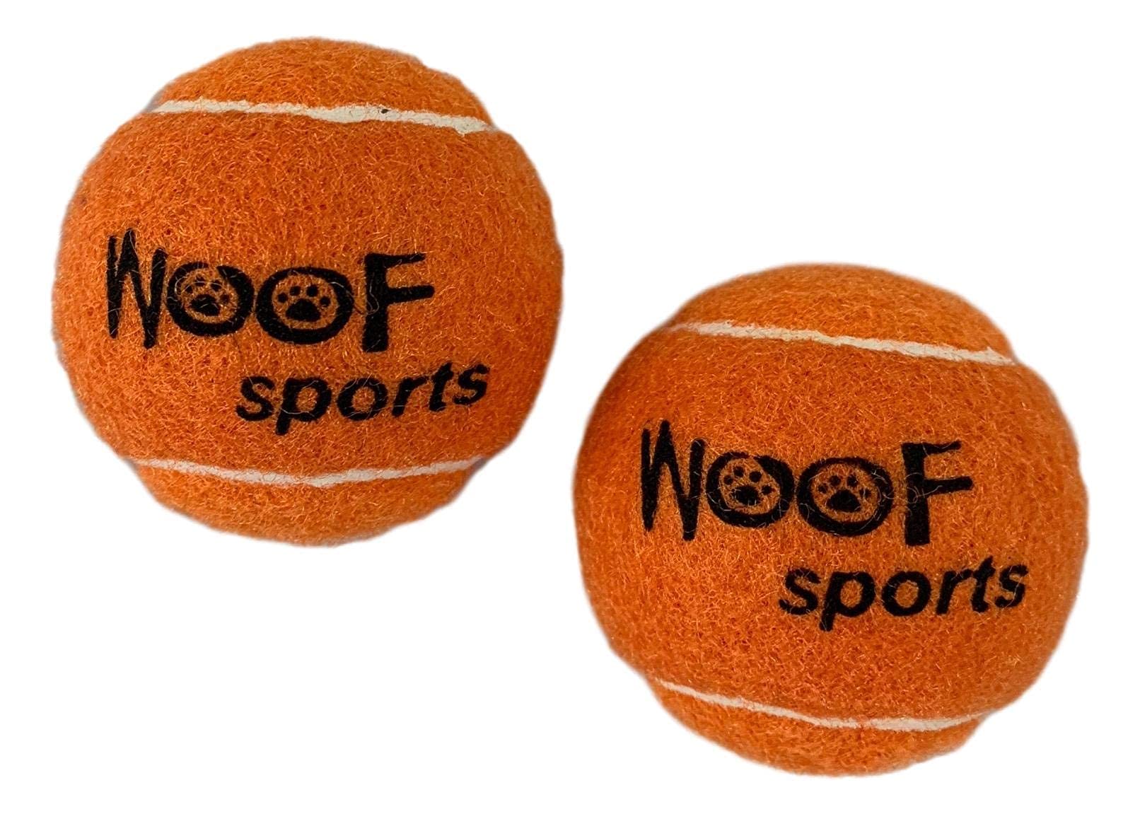 Woof Sports small TENNIS BALLS for Dogs (1.9") - 12 Orange Durable and Easy to Find Mini Tennis Balls for Small Dogs and Puppies. includes Carrying Bag.