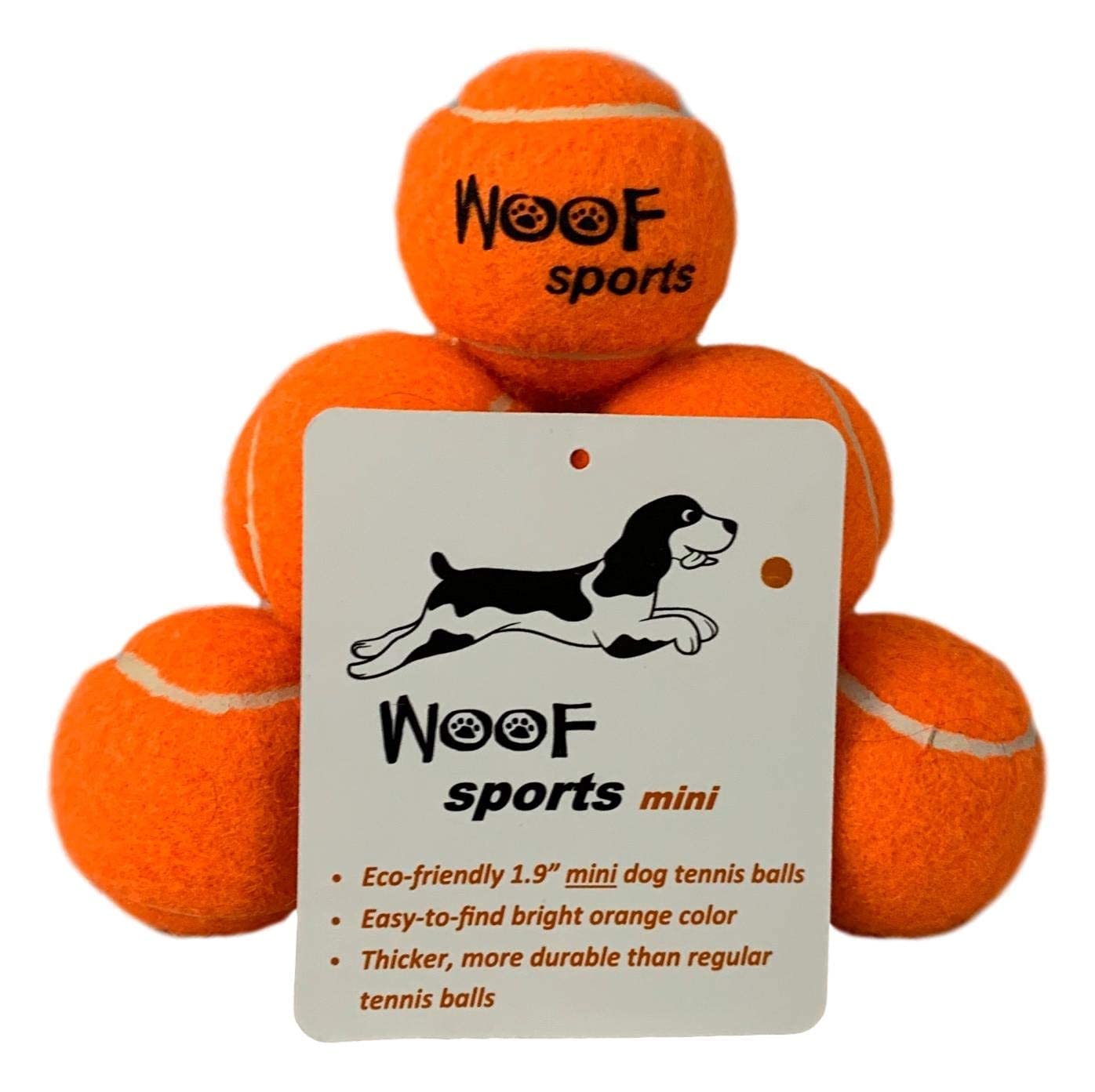 Woof Sports small TENNIS BALLS for Dogs (1.9") - 12 Orange Durable and Easy to Find Mini Tennis Balls for Small Dogs and Puppies. includes Carrying Bag.