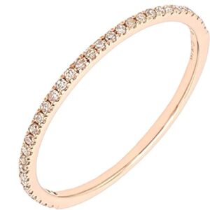 JewelMore 14k Gold Dainty Half Band Natural Diamond Wedding Anniversary Ring (1/10 cttw, G-H Color) (White Gold, 6)