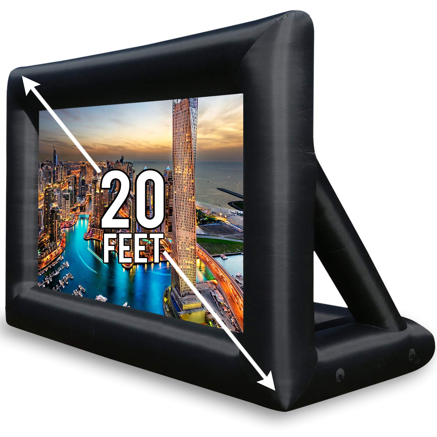 KHOMO GEAR 20 ft Outdoor Projector Screen - Supports Front and Rear Projection - Includes Inflation Fan, Tie-Downs and Storage Bag - Inflatable Projector Screen