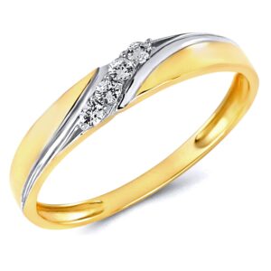 Ladies 14k Yellow Gold Engagement Ring and Wedding Band Bridal Set - Size 8.5