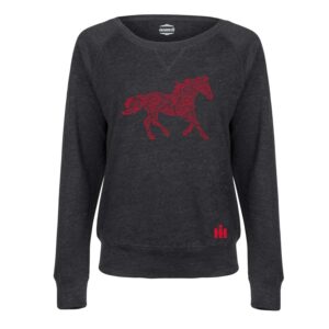 country casuals international harvester - red paisley horse ih - women's lightweight french terry pullover - size x-large