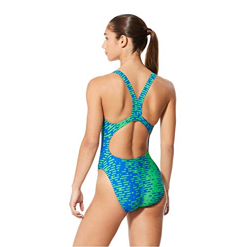 Speedo Women's Swimsuit One Piece ProLT Super Pro Printed Adult Team Colors , Modern Blue/Green , 26