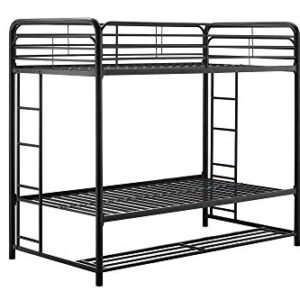 DHP Bonnie Metal Bunk Bed with Storage Drawers, Twin, Black