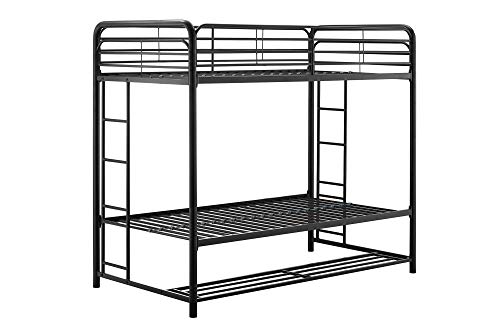 DHP Bonnie Metal Bunk Bed with Storage Drawers, Twin, Black