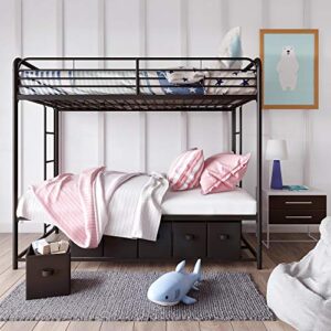 DHP Bonnie Metal Bunk Bed with Storage Drawers, Twin, Black