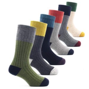 big boys wool socks kids winter warm thermal crew socks 6 pack 8-10 years