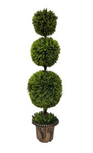 amerique gorgeous 5 feet dense triple ball-shaped boxwood topiary artificial tree silk plant, with decorative pot, feel real technology, super quality, green