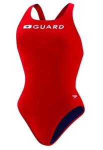 speedo womens guard one piece swimsuit, super pro back us red, 34 us