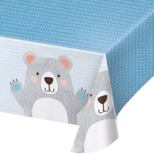 creative converting blue birthday bear plastic tablecover - 1 pc, one size