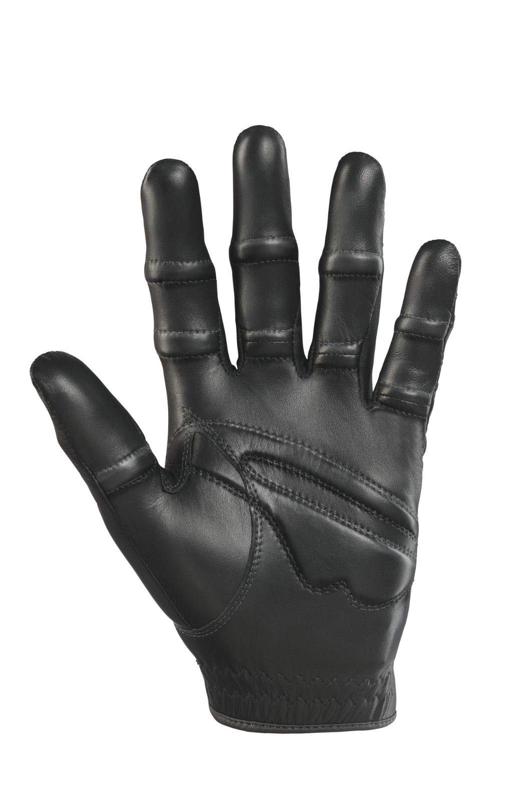 New Improved 2X Long Lasting Bionic StableGrip Men's Black Golf Glove - Patented Stable Grip Genuine Cabretta Leather, Natural Fit Designed by Orthopedic Surgeon! (Cadet Large, Worn on Left Hand)