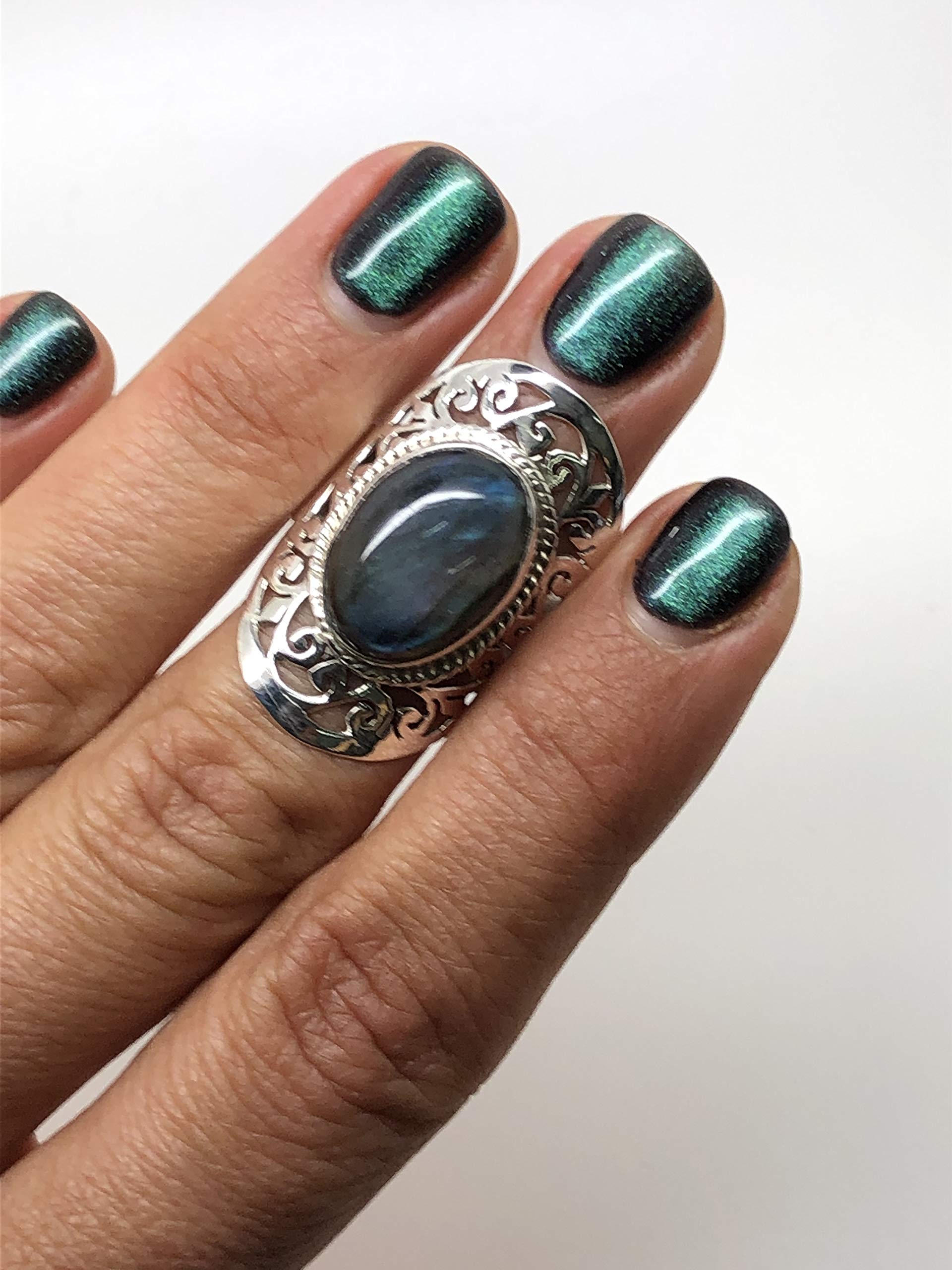 Koral Jewelry Labradorite Tribal Vintage Lace Ring 925 Sterling Silver Gipsy Boho Chic (9)