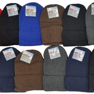 12 Pack Winter Beanie Hats for Men Women, Warm Cozy Knitted Cuffed Skull Cap, Wholesale