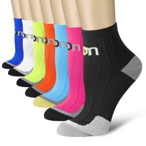 quxiang compression socks for women & men circulation 3/6/7 pairs arch ankle support 15-20 mmhg best for running cycling (multi 04,l/xl)