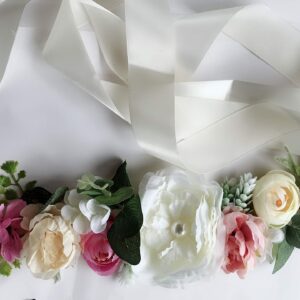 Wedding Bride Belt Sash Maternity Flower Crystal, Flower Sash, Size One Size