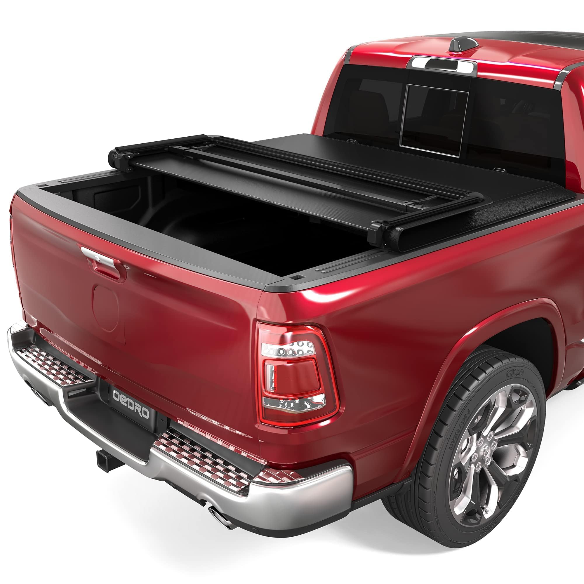 oEdRo Soft Tri-Fold Truck Bed Tonneau Cover Compatible with 2009-2024 Dodge Ram 1500 (Inclu. Classic & New), Fleetside 5.6 Ft Bed w/o Ram Box