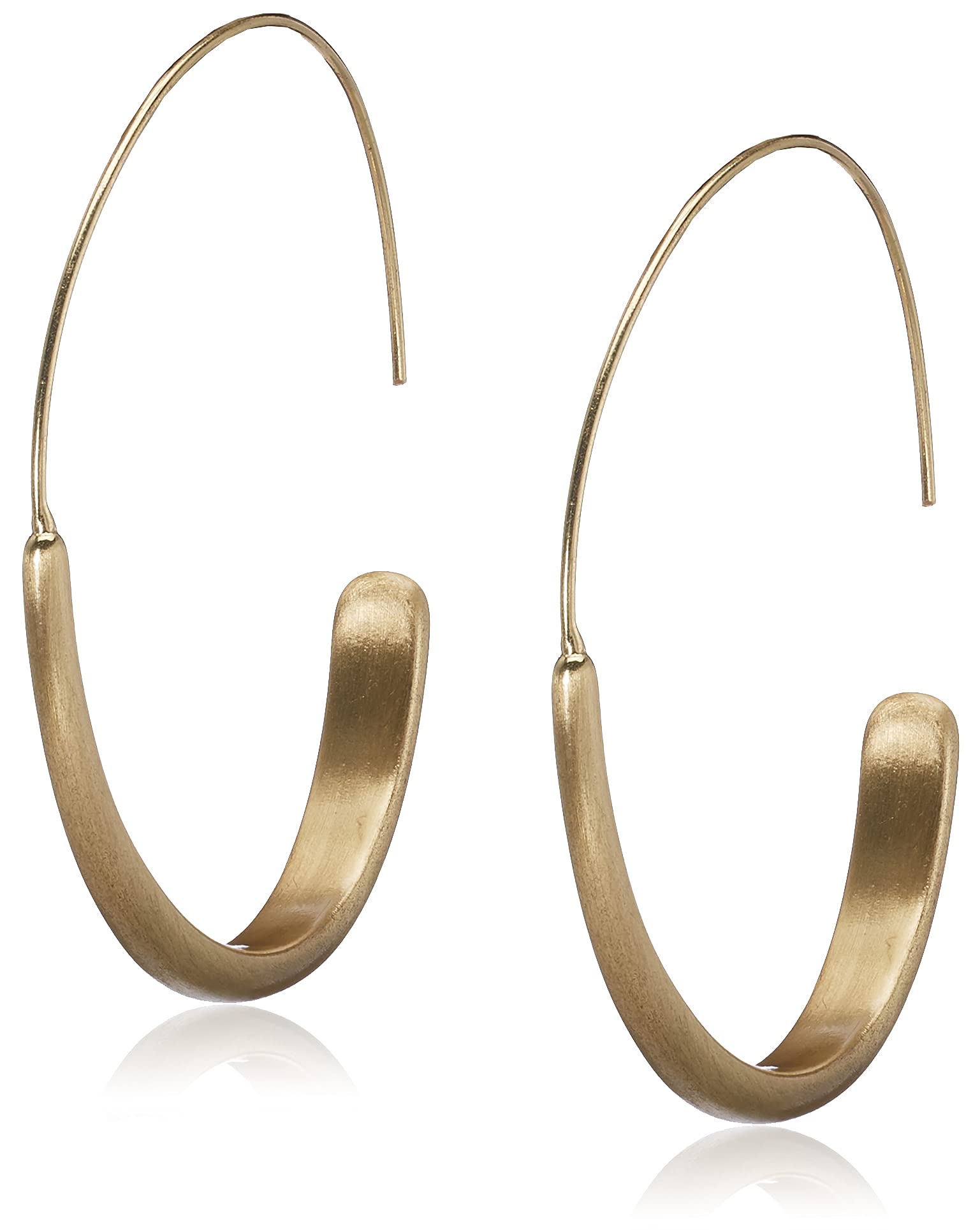 Lucky Brand Women's Brushed Gold Modern Hoop Earrings, One Size