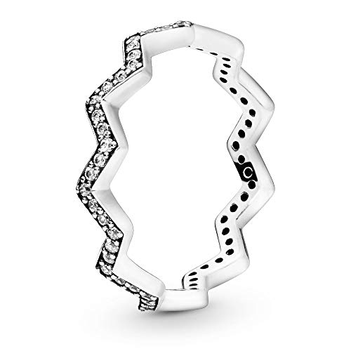 Pandora Jewelry Shimmering Zigzag Cubic Zirconia Ring in Sterling Silver, Size 4.5