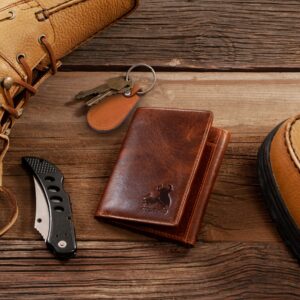 BULL GUARD Best Leather Men's RFID Trifold Wallet With ID Great Outdoor Wallet