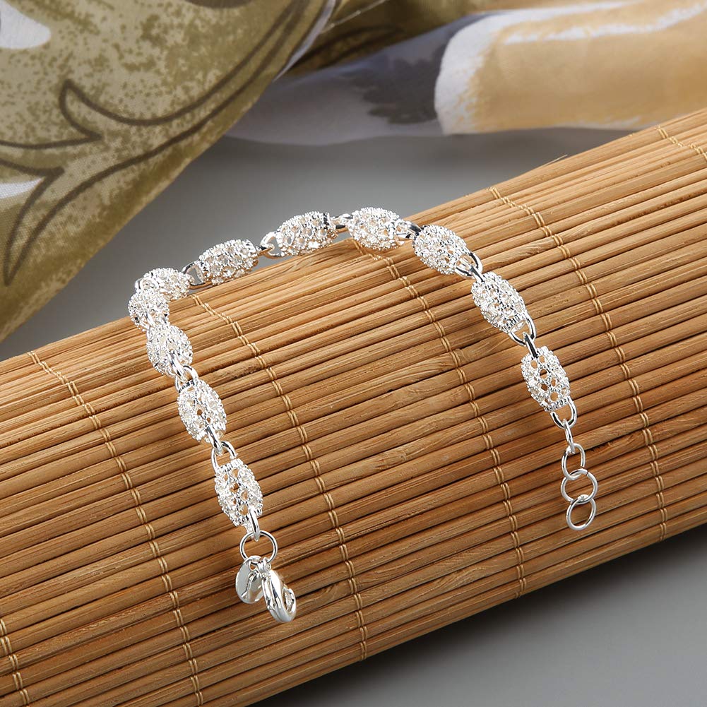 Aland Women's Silver Plated Hollow Chain Bracelet Charm Wrist Bangle Clasp Gift