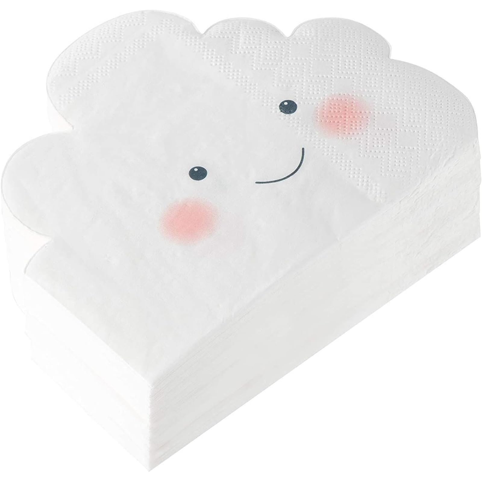 BLUE PANDA White Cloud Paper Napkins for Baby Shower (6.3 x 5.1 In, 50 Pack)