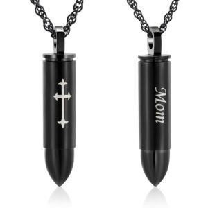 shajwo cremation jewelry bullet urn ashes necklace for women men cylinder keepsake memorial locket pendant ash holder,mom